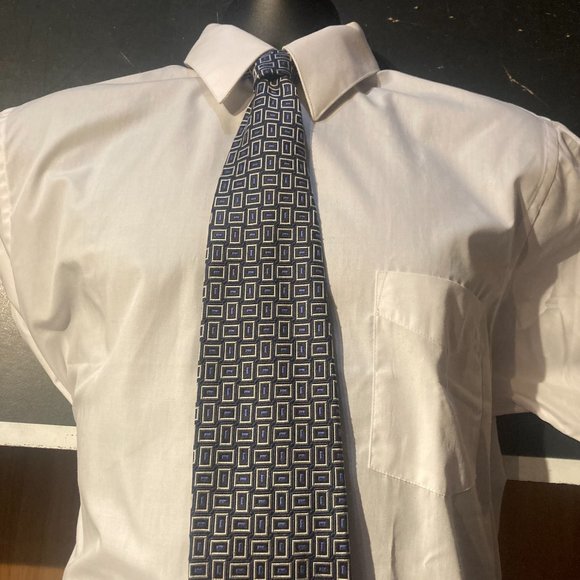 Robert Talbott Best of Class Silk Hand Sewn Necktie Silver Blue Geometric Tie - Picture 2 of 6